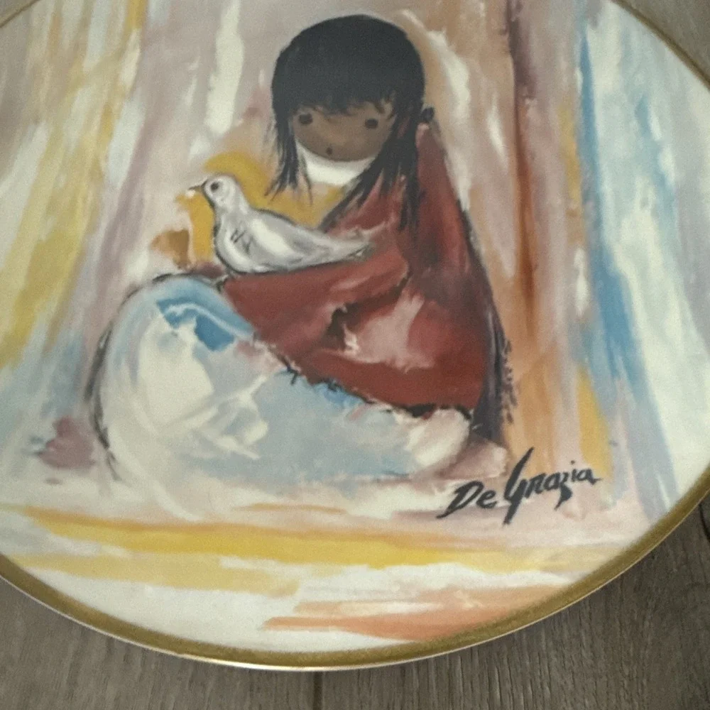 Vintage De Grazia Collector Plates 1977‎ The Flower Girl & 1978 The White Dove